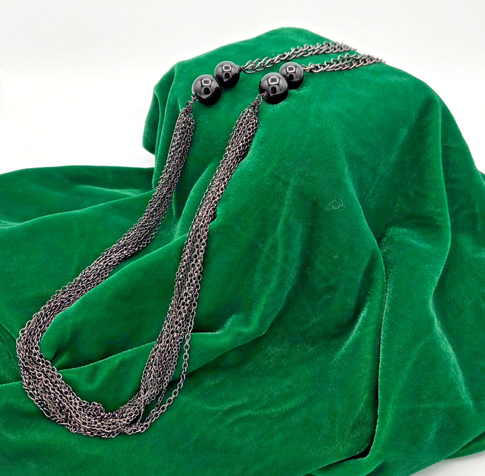 Vintage Talbots Gunmetal Multi-Strand Layered Bib Necklace Goth Grunge